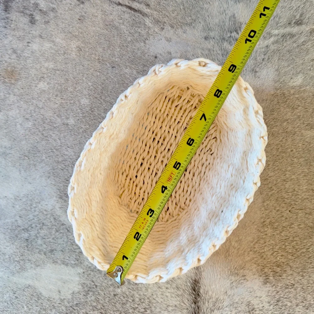 9”x5” Shabby Chic White Basket Home Decor Storage & Organization *soft not stiff